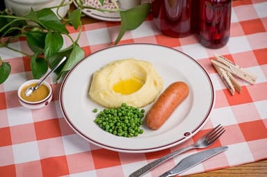 Сарделька з горошком+гарнір